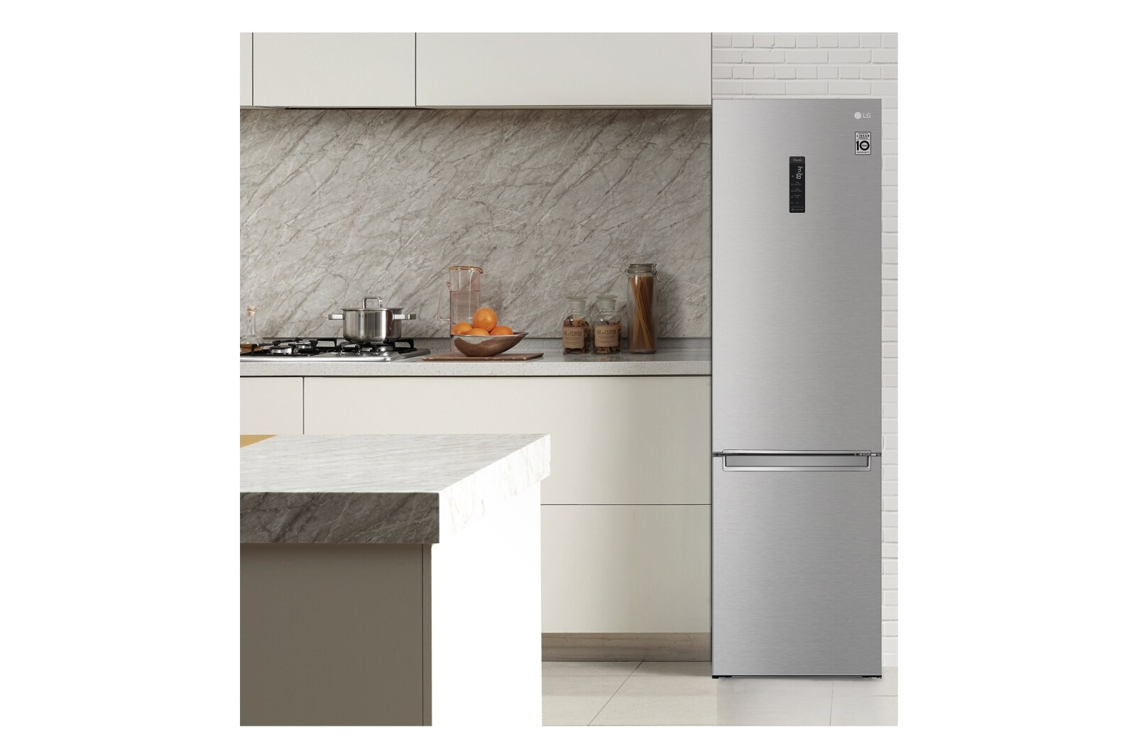 LG Frigorífico Combi  2m, Clasificación C, capacidad de 419l, acero  antihuellas, serie 700, GBB72NSUCN1