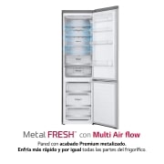 LG Frigorífico Combi  2m, Clasificación C, capacidad de 419l, acero  antihuellas, serie 700, GBB72NSUCN1