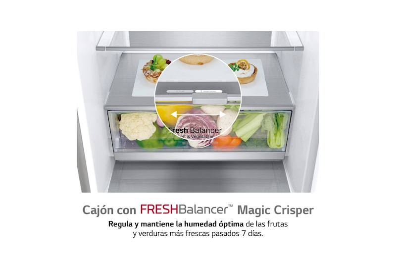 LG Frigorífico Combi  2m, Clasificación C, capacidad de 419l, acero  antihuellas, serie 700, GBB72NSUCN1