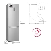 LG Frigorífico Combi  2m, Clasificación C, capacidad de 419l, acero  antihuellas, serie 700, GBB72NSUCN1