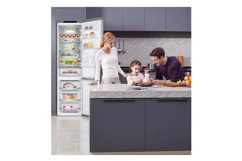 LG Frigorífico Combi 2m, Clasificación D, capacidad de 419l, acero  antihuellas, serie 700, GBB72NSUGN