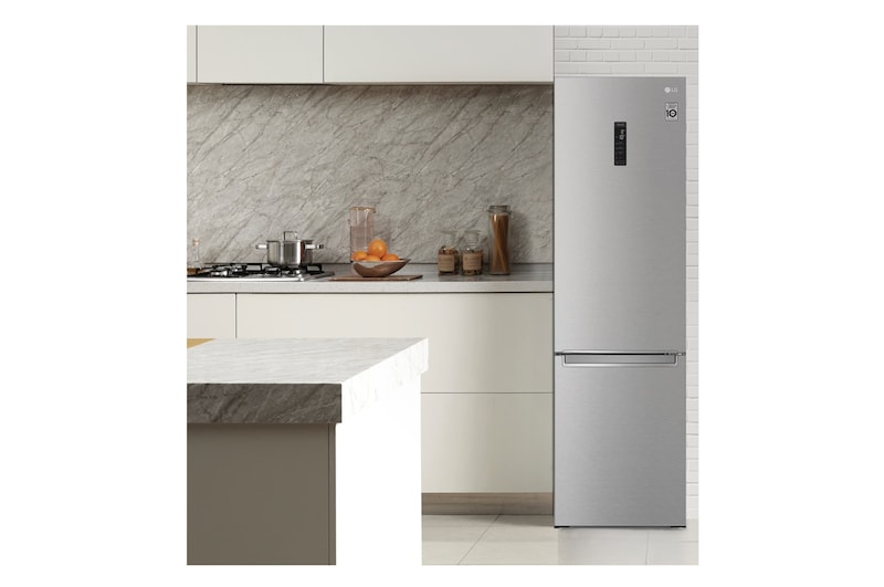 LG Frigorífico Combi 2m, Clasificación D, capacidad de 419l, acero  antihuellas, serie 700, GBB72NSUGN