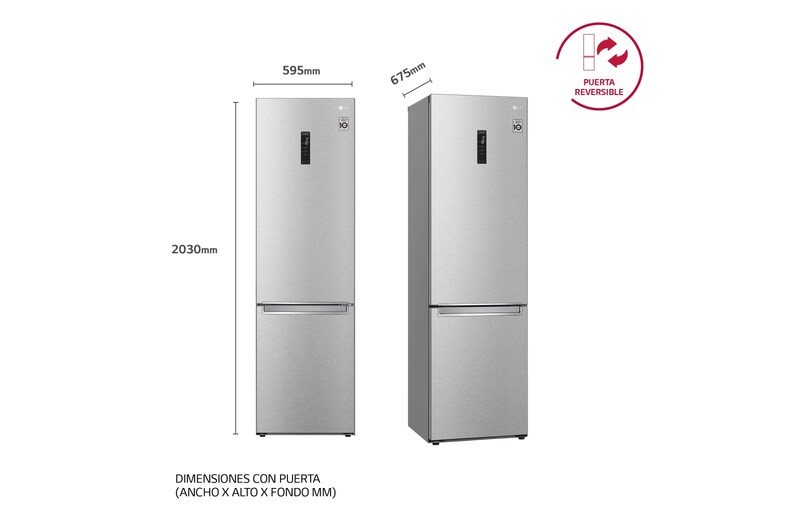 LG Frigorífico Combi 2m, Clasificación B, capacidad de 419l, Inox   antihuellas, serie 700, GBB72NSVBN