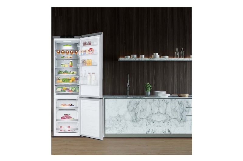LG Frigorífico Combi 2m, Clasificación B, capacidad de 419l, Inox   antihuellas, serie 700, GBB72NSVBN