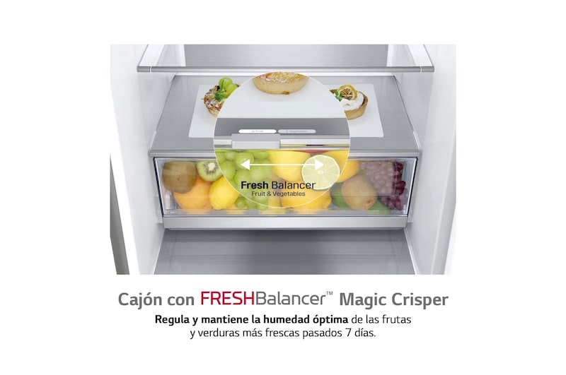 LG Frigorífico Combi  2m, Clasificación D, capacidad de 419l, acero  antihuellas, serie 700, GBB72NSVGN