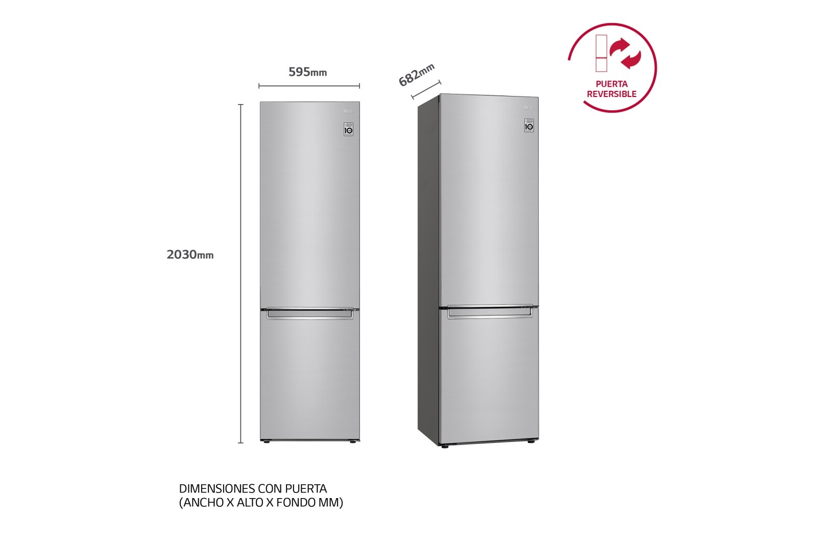 LG Frigorífico Combi  2m, Clasificación D, capacidad de 419l, acero  antihuellas, serie 700, GBB72NSVGN