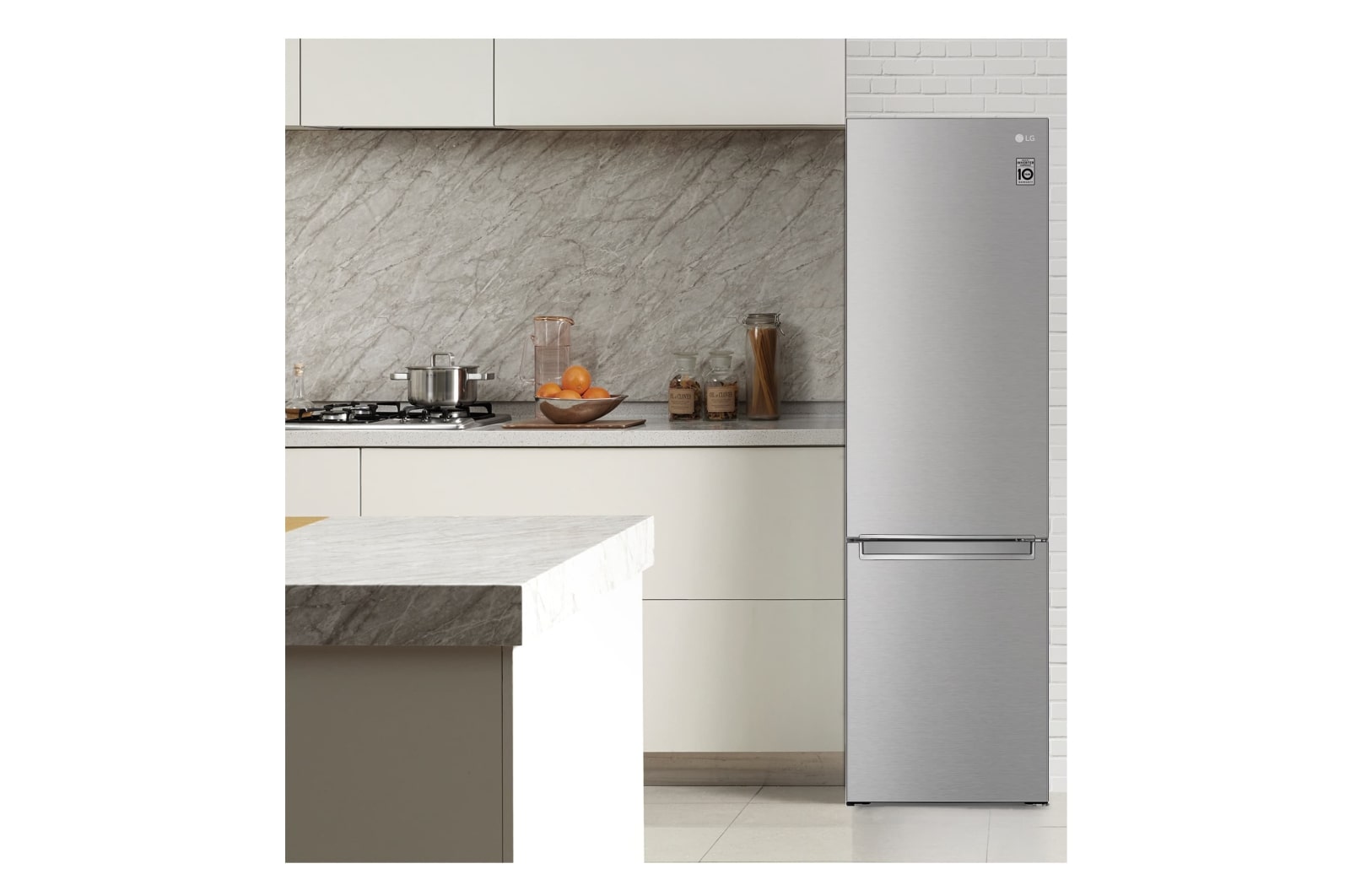LG Frigorífico Combi  2m, Clasificación D, capacidad de 419l, acero  antihuellas, serie 700, GBB72NSVGN