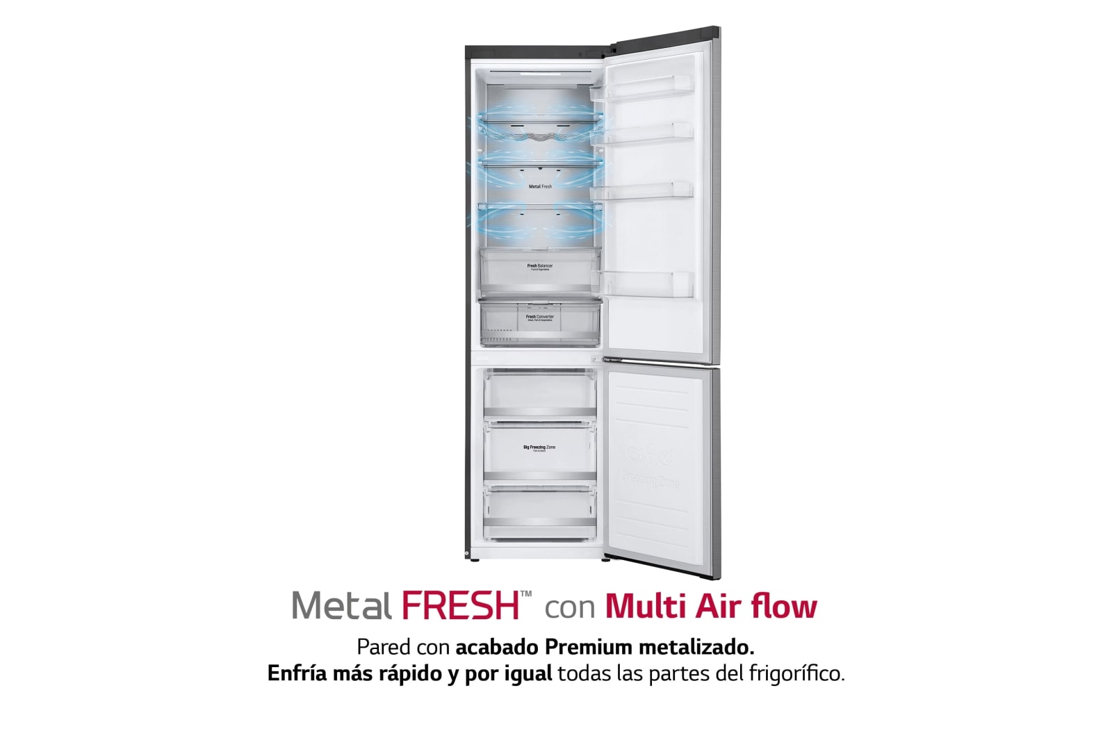 LG Frigorífico Combi  2m, Clasificación D, capacidad de 419l, Inox antihuellas, serie 700, GBB72PZUGN