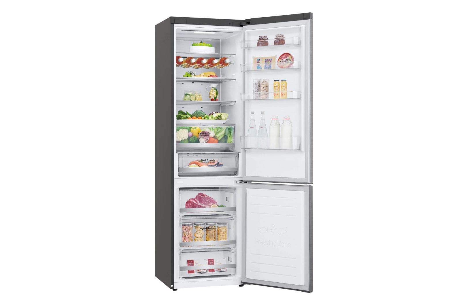 LG Frigorífico Combi  2m, Clasificación D, capacidad de 419l, Inox antihuellas, serie 700, GBB72PZUGN