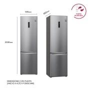 LG Frigorífico Combi  2m, Clasificación D, capacidad de 419l, Inox antihuellas, serie 700, GBB72PZUGN
