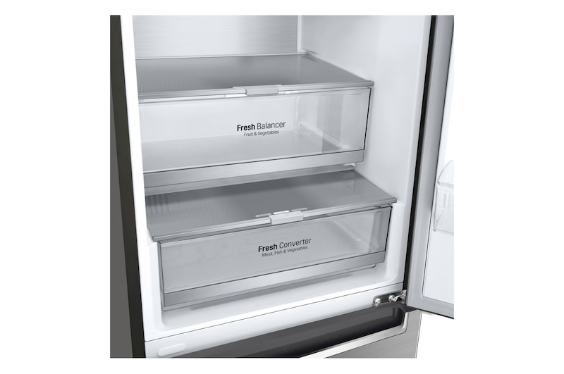 LG Frigorífico Combi 2m, Clasificación C, capacidad de 419l, Inox   antihuellas, serie 700, GBB72PZVCN