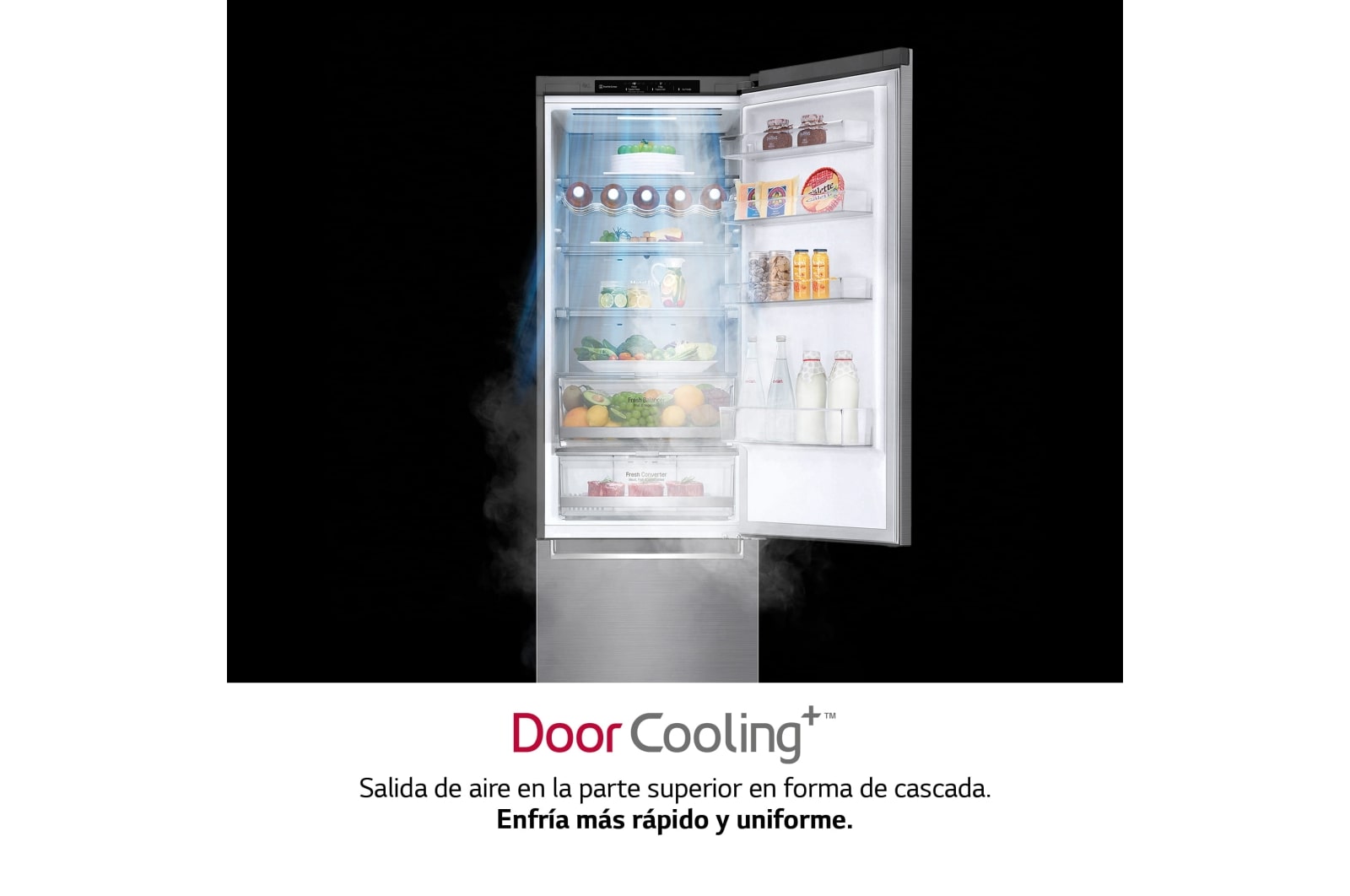 LG Frigorífico Combi 2m, Clasificación D, capacidad de 419l, Inox antihuellas, serie 700, GBB72PZVGN