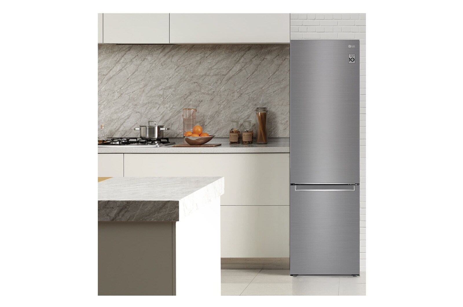 LG Frigorífico Combi 2m, Clasificación D, capacidad de 419l, Inox antihuellas, serie 700, GBB72PZVGN