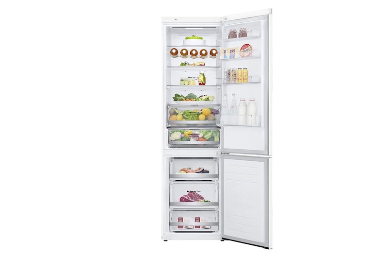 LG Frigorífico Combi, 2m, Clasificación E, capacidad de 419l, Blanco, serie 7, GBB72SWDMN