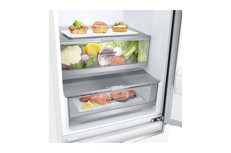 LG Frigorífico Combi, 2m, Clasificación E, capacidad de 419l, Blanco, serie 7, GBB72SWDMN