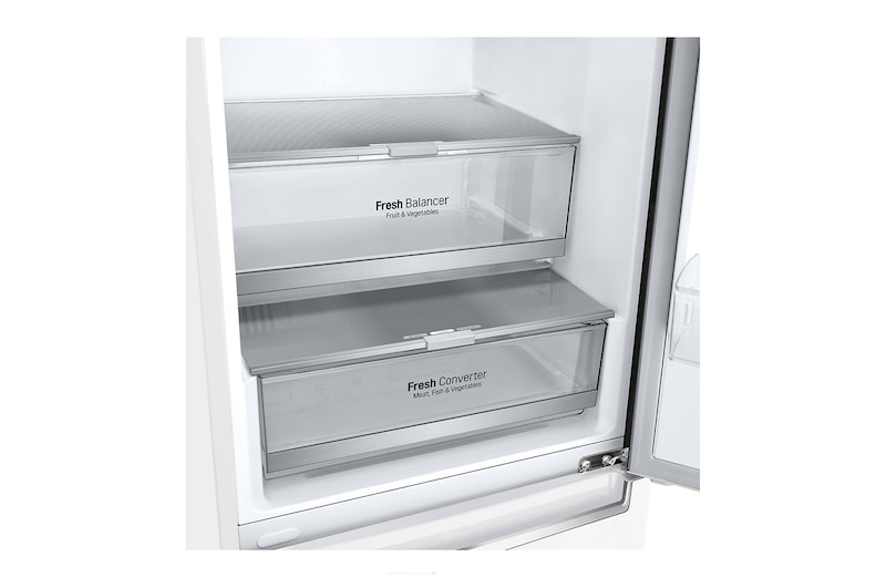 LG Frigorífico Combi, 2m, Clasificación E, capacidad de 419l, Blanco, serie 7, GBB72SWDMN