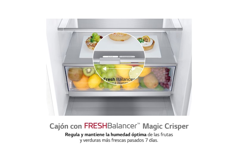 LG Frigorífico Combi 2m, Clasificación C, capacidad de 419l, blanco, serie 700, GBB72SWUCN1
