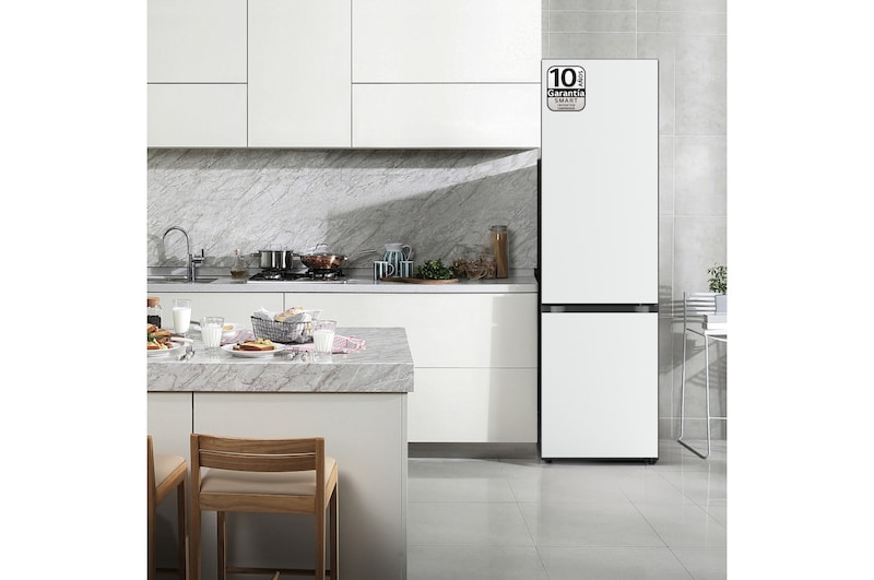 LG Frigorífico Crystal Door Combi 2m, Clasificación C, capacidad de 419l, Blanco satinado, GBB72TW9CQ1