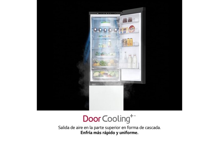 LG Frigorífico Crystal Door Combi 2m, Clasificación C, capacidad de 419l, Blanco satinado, GBB72TW9CQ1