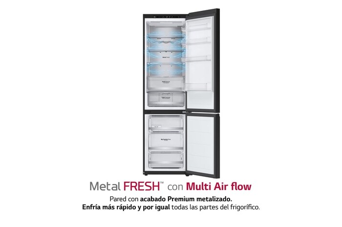 LG Frigorífico Crystal Door Combi 2m, Clasificación C, capacidad de 419l, Blanco satinado, GBB72TW9CQ1
