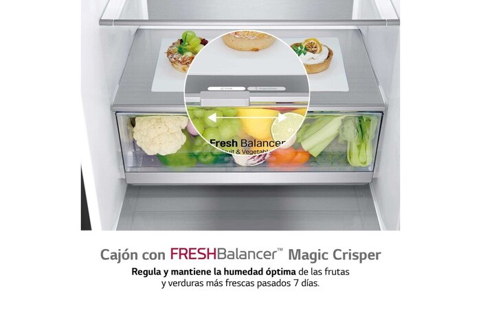 LG Frigorífico Crystal Door Combi 2m, Clasificación C, capacidad de 419l, Blanco satinado, GBB72TW9CQ1