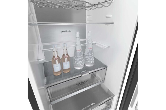 LG Frigorífico Crystal Door Combi 2m, Clasificación C, capacidad de 419l, Blanco satinado, GBB72TW9CQ1