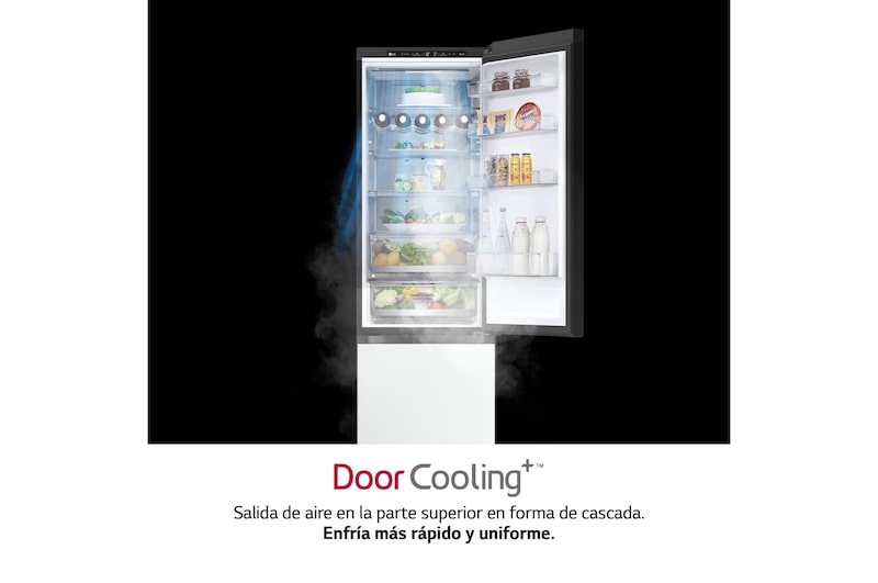 LG Frigorífico Crystal Door Combi 2m, Clasificación D, capacidad de 419l, Blanco satinado, GBB72TW9DQ