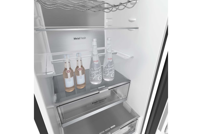 LG Frigorífico Crystal Door Combi 2m, Clasificación D, capacidad de 419l, Blanco satinado, GBB72TW9DQ