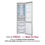 LG Frigorífico Combi, 2m, Clasificación C, capacidad de 419l, Acero inoxidable texturizado antihuellas, serie Centum, GBB92MBACP