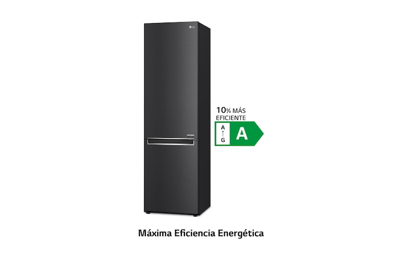 LG Frigorífico Combi 2m, Clasificación un 10% más eficiente que A, 419l, Acero Premium Antihuellas, serie Centum, GBB92MCB1P