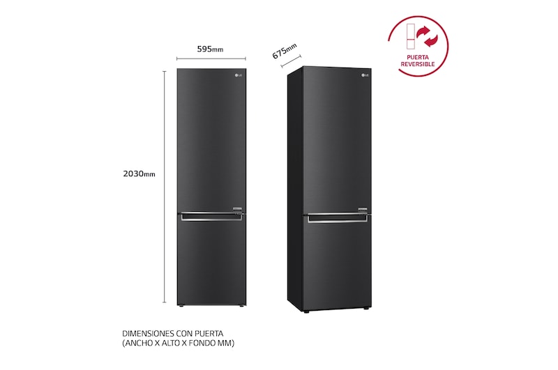 LG Frigorífico Combi 2m, Clasificación un 10% más eficiente que A, 419l, Acero Premium Antihuellas, serie Centum, GBB92MCB1P