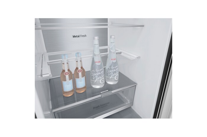 LG Frigorífico Combi 2m, Clasificación un 10% más eficiente que A, 419l, Acero Premium Antihuellas, serie Centum, GBB92MCB1P