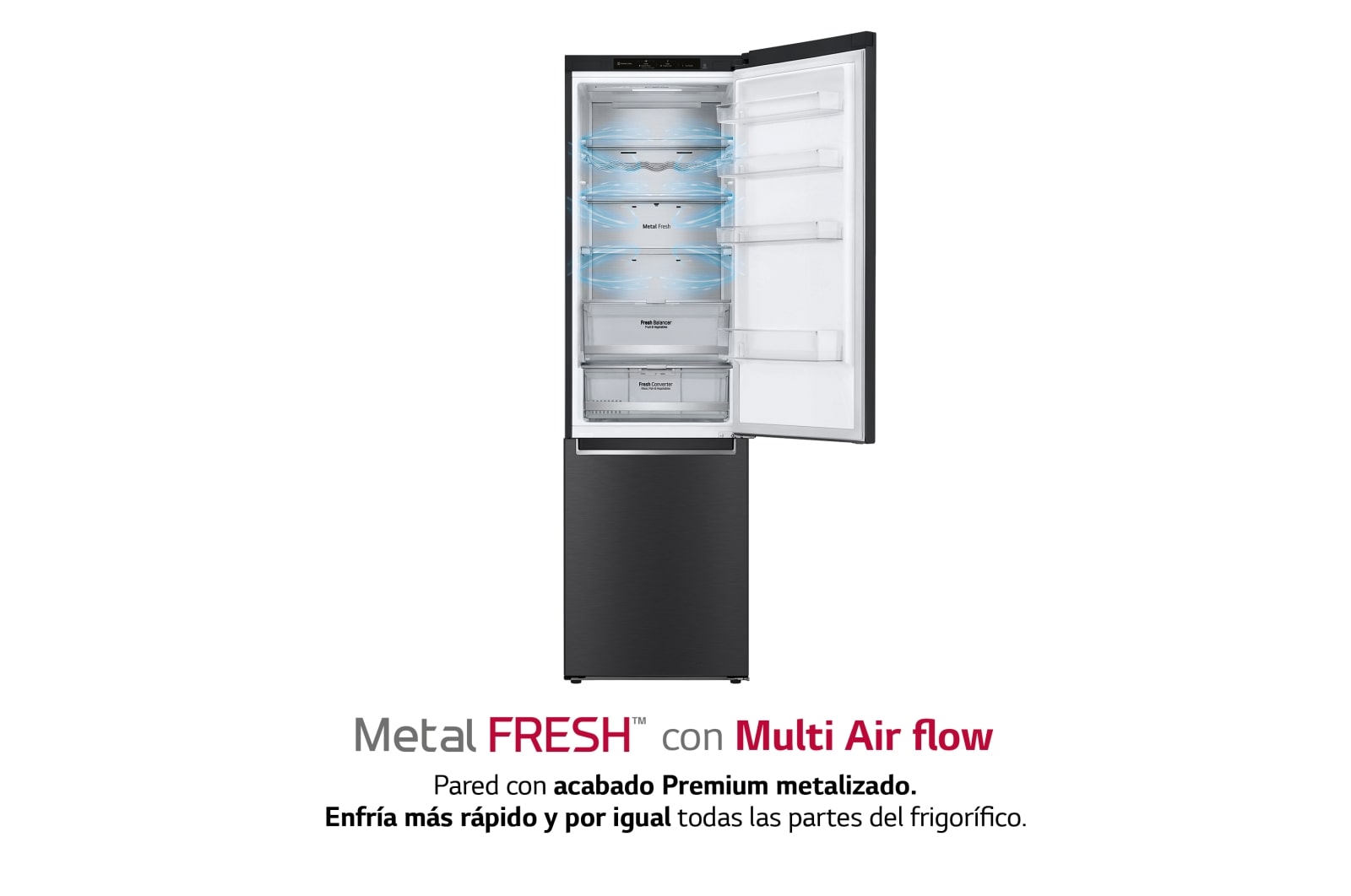 LG Outlet Frigorífico Combi 2m, Clasificación un 10% más eficiente que A, 419l, Acero Premium Antihuellas, serie Centum, GBB92MCB2P.OUTLET