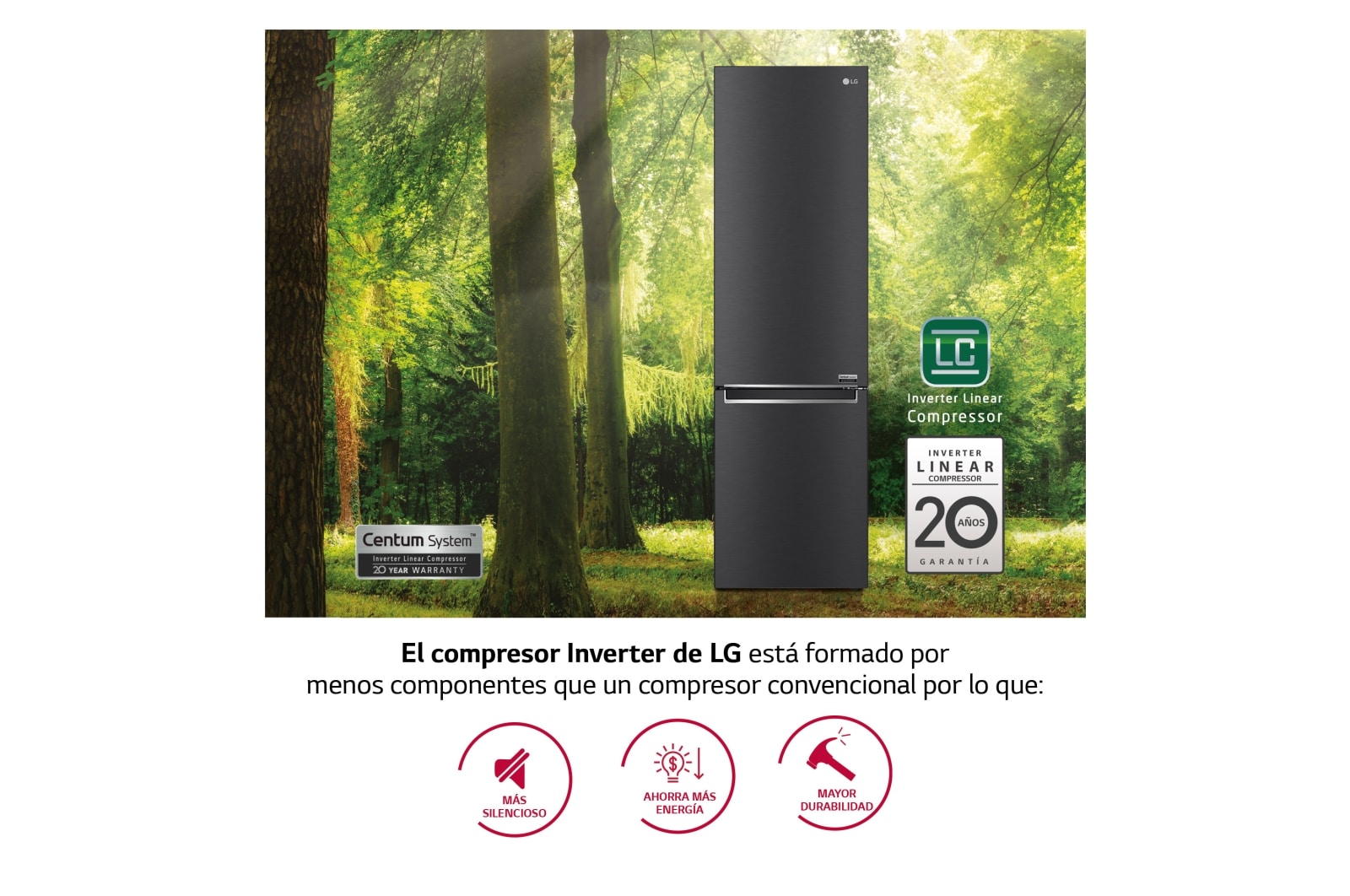LG Outlet Frigorífico Combi 2m, Clasificación un 10% más eficiente que A, 419l, Acero Premium Antihuellas, serie Centum, GBB92MCB2P.OUTLET