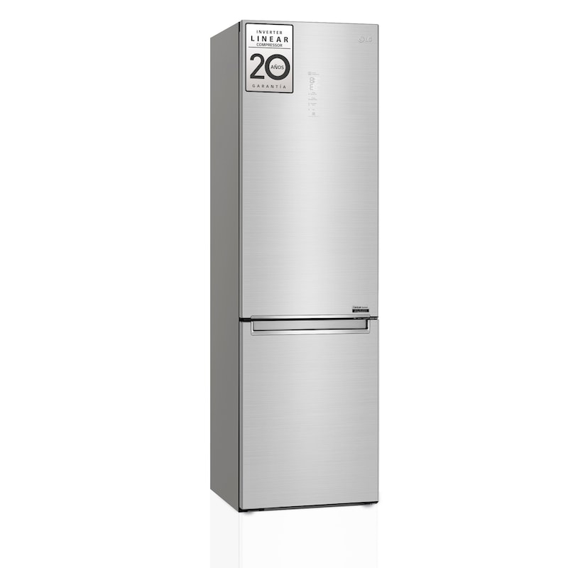 Vista frontal de Frigorífico Combi 2 metros , Clasificación B, capacidad de 419L, Acero premium Antihuellas, serie Centum GBB92STABP