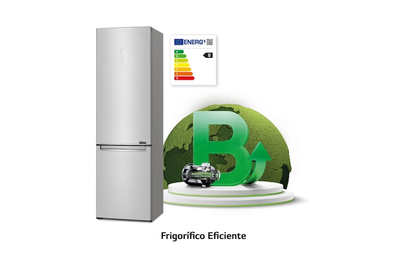 LG Frigorífico Combi 2 metros , Clasificación B, capacidad de 419L, Acero premium Antihuellas, serie Centum, GBB92STABP