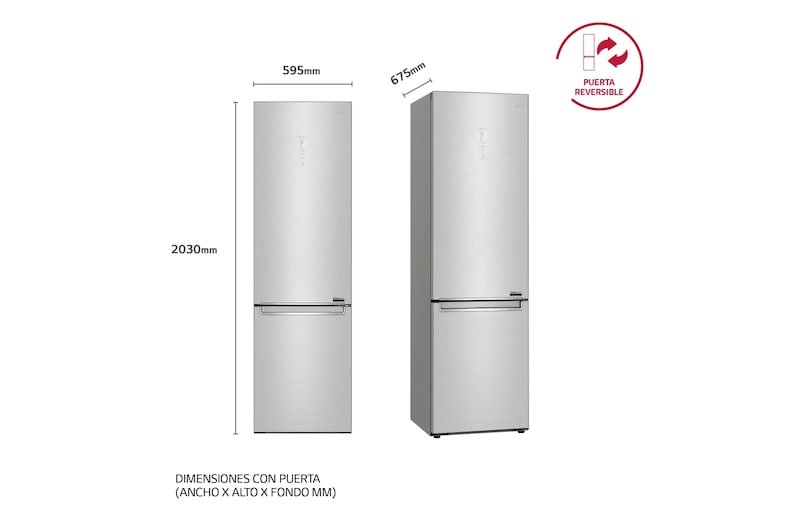 LG Frigorífico Combi 2 metros , Clasificación B, capacidad de 419L, Acero premium Antihuellas, serie Centum, GBB92STABP
