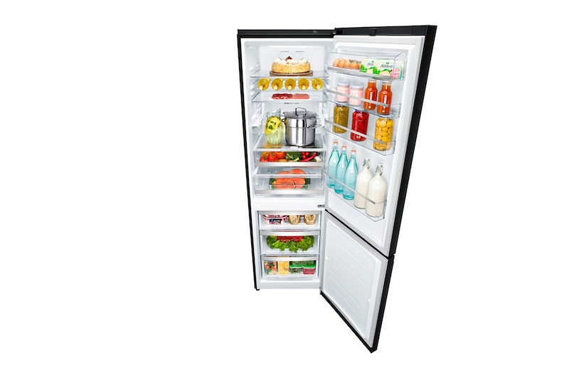 LG Frigorífico Combi Negro Cristal 2m, Clasificación E, capacidad de 394l, GBB940BMQZT