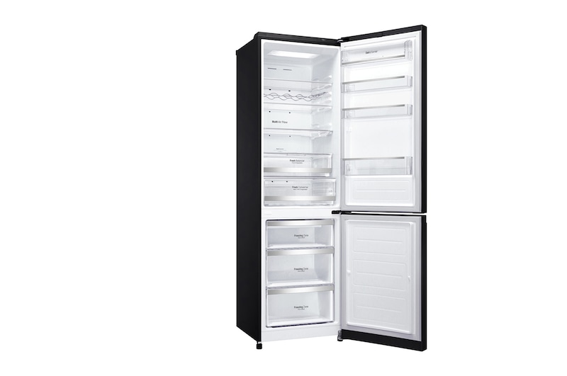 LG Frigorífico Combi Negro Cristal 2m, Clasificación E, capacidad de 394l, GBB940BMQZT