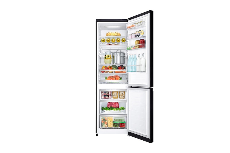 LG Frigorífico Combi Negro Cristal 2m, Clasificación E, capacidad de 394l, GBB940BMQZT
