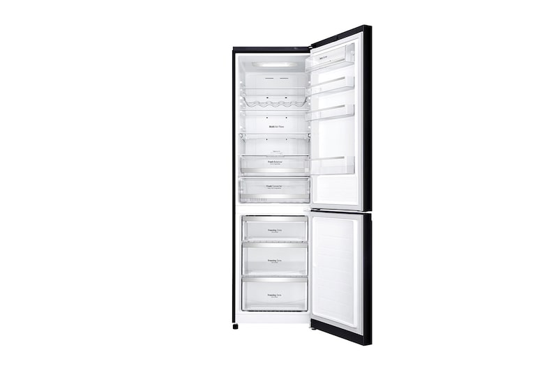 LG Frigorífico Combi Negro Cristal 2m, Clasificación E, capacidad de 394l, GBB940BMQZT
