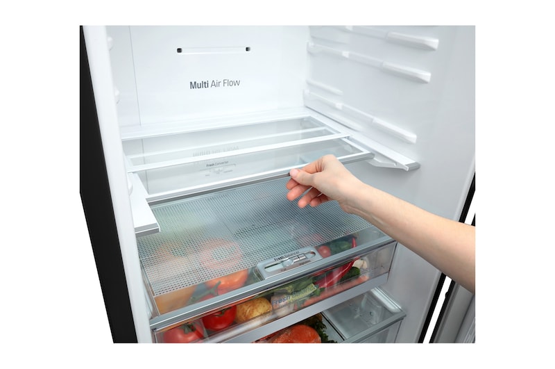 LG Frigorífico Combi Negro Cristal 2m, Clasificación E, capacidad de 394l, GBB940BMQZT