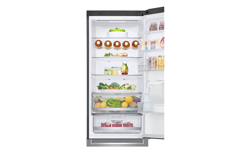 LG Frigorífico Combi  2m, Clasificación E , capacidad de 419l,  Dispensador de agua Inox antihuellas, serie 7, GBF72PZDMN