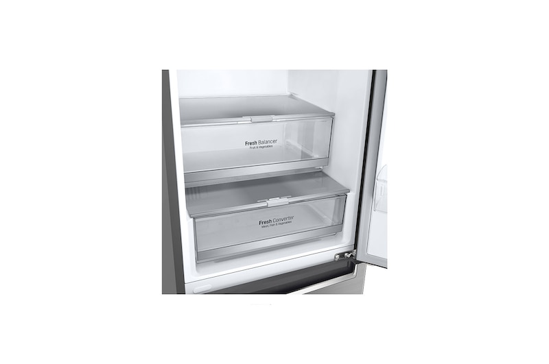 LG Frigorífico Combi  2m, Clasificación E , capacidad de 419l,  Dispensador de agua Inox antihuellas, serie 7, GBF72PZDMN