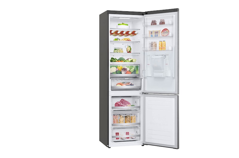 LG Frigorífico Combi  2m, Clasificación E , capacidad de 419l,  Dispensador de agua Inox antihuellas, serie 7, GBF72PZDMN