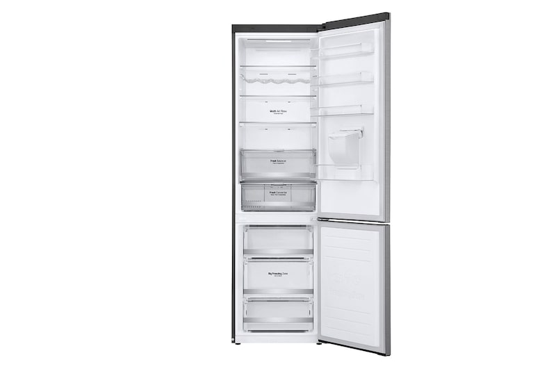 LG Frigorífico Combi  2m, Clasificación E , capacidad de 419l,  Dispensador de agua Inox antihuellas, serie 7, GBF72PZDMN