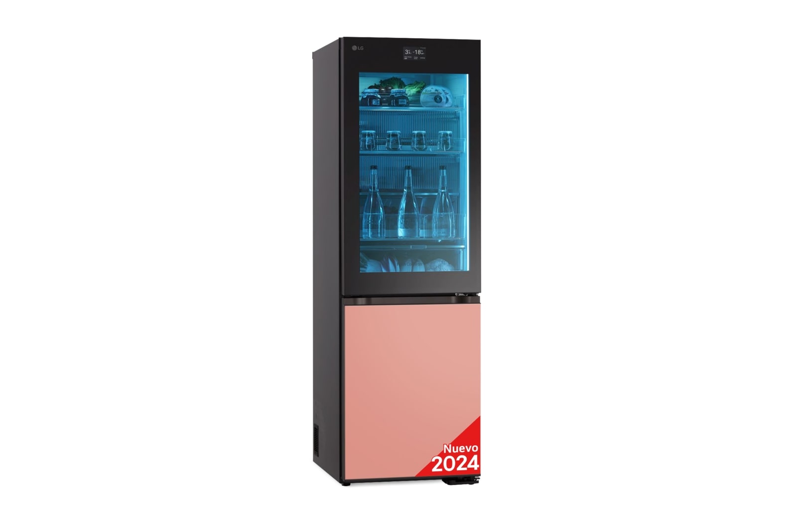Vista frontal de Outlet Frigorífico combi Instaview con MoodUP Door Cooling&#43;, 1,86 m, Clasificación D, capacidad de 352 l, Multicolor GBG719MDNN.OUTLET