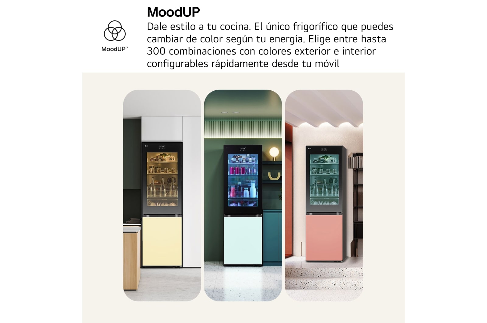 LG Outlet Frigorífico combi Instaview con MoodUP Door Cooling+, 1,86 m, Clasificación D, capacidad de 352 l, Multicolor, GBG719MDNN.OUTLET