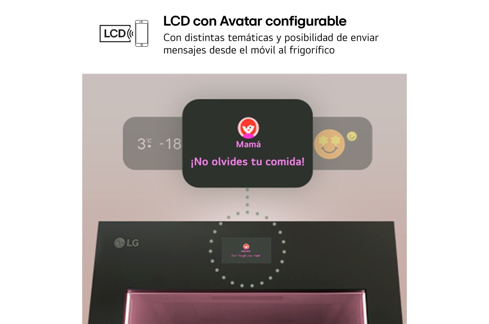 LG Outlet Frigorífico combi Instaview con MoodUP Door Cooling+, 1,86 m, Clasificación D, capacidad de 352 l, Multicolor, GBG719MDNN.OUTLET