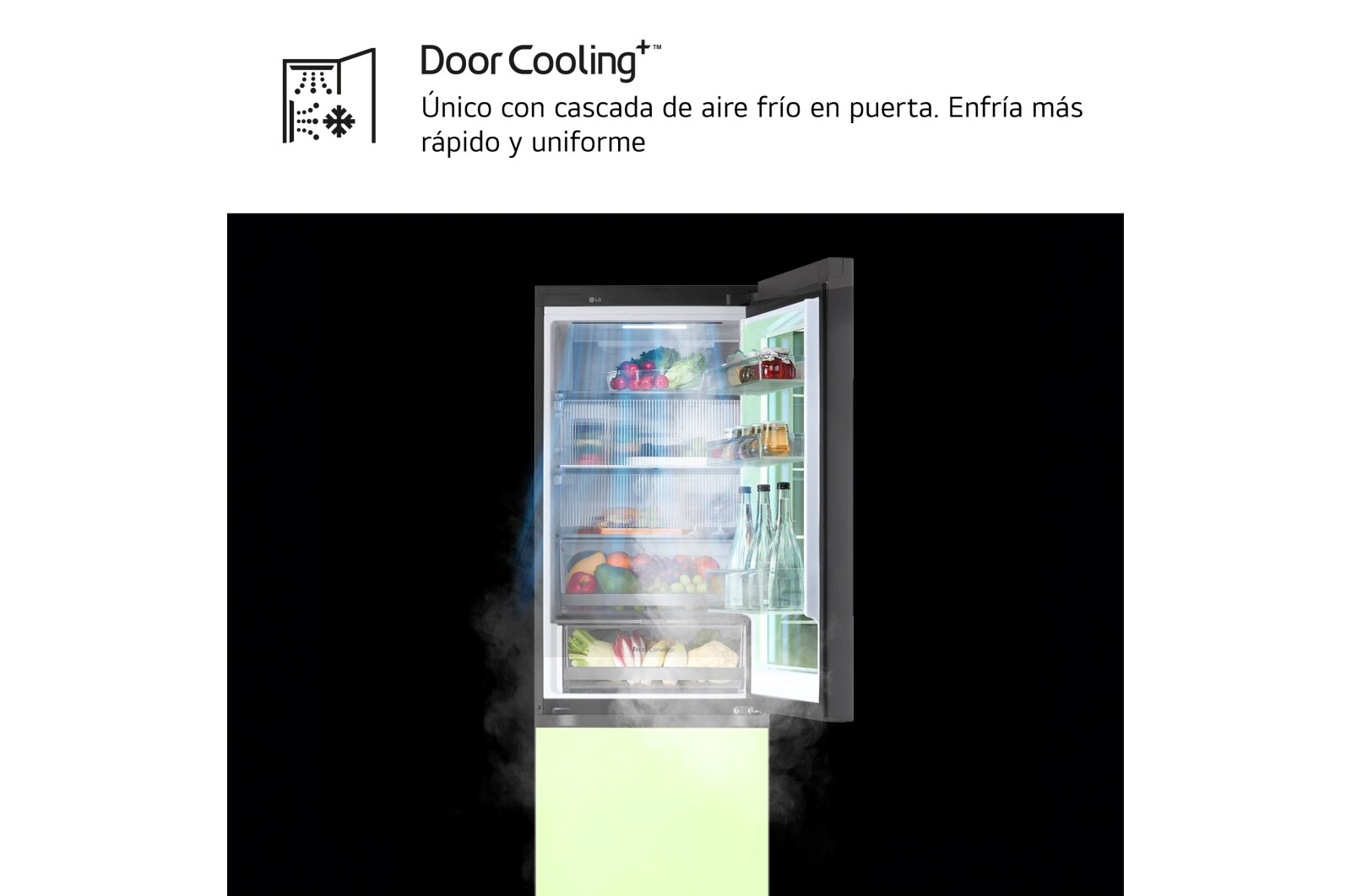 LG Outlet Frigorífico combi Instaview con MoodUP Door Cooling+, 1,86 m, Clasificación D, capacidad de 352 l, Multicolor, GBG719MDNN.OUTLET